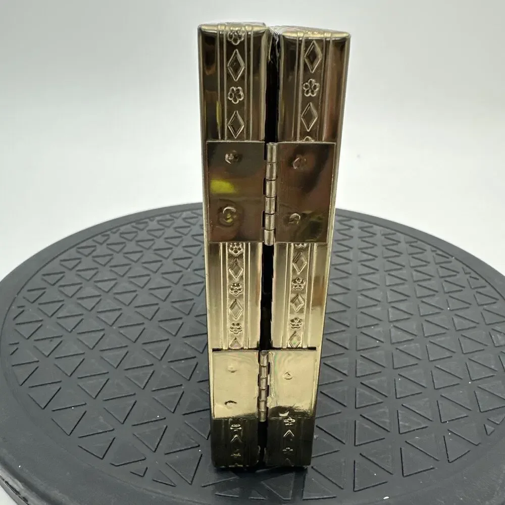 Vintage Tri-Fold 4.5”x3.5” Gold Ornate Design Picture Frame